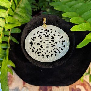 White Jade Acrylic Large Oval Pendant